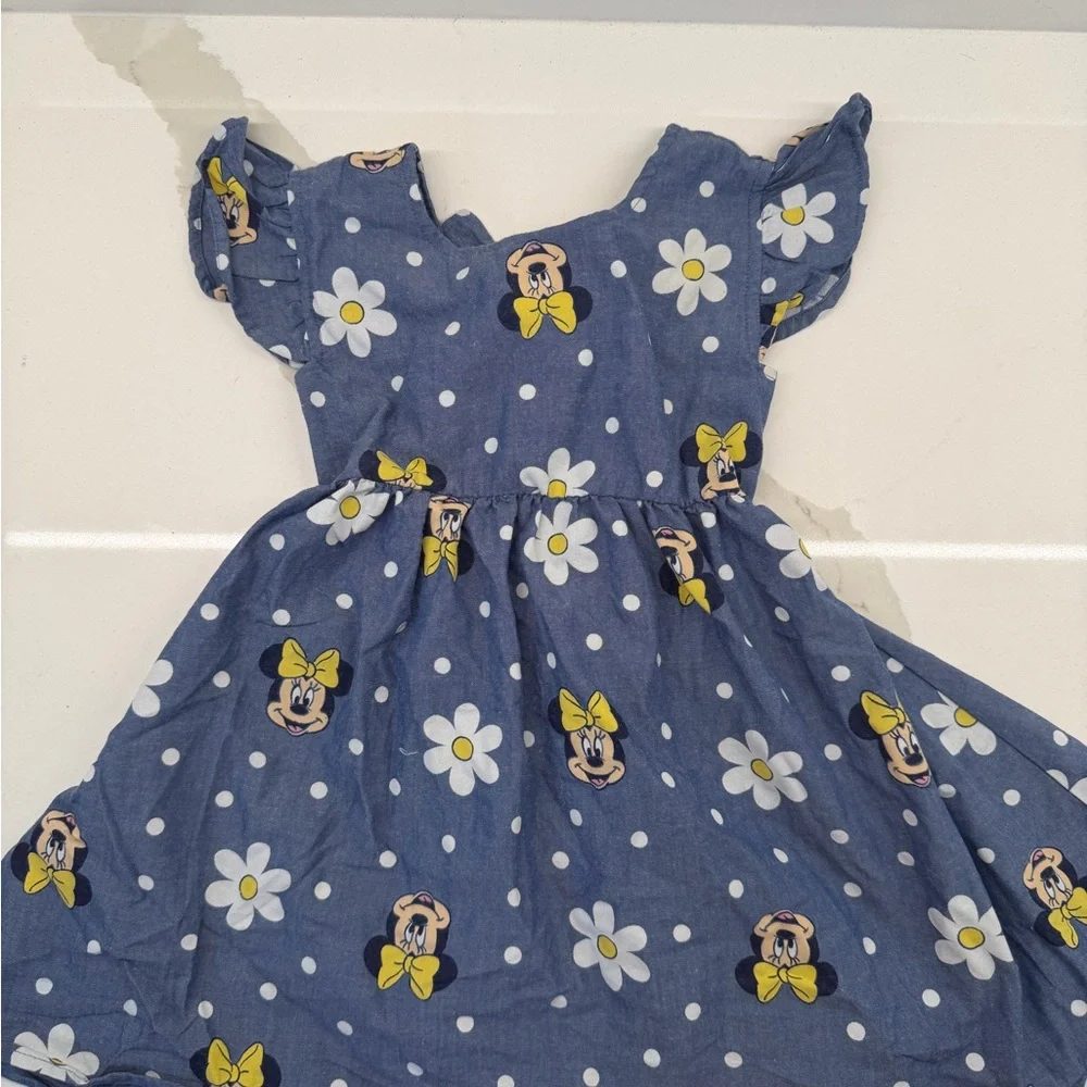 Blue Kids Dress with Minnie Mouse Print